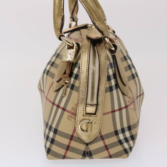 BURBERRY Nova Check Hand Bag PVC Leather Beige Auth yk7516 - Picture 3 of 16
